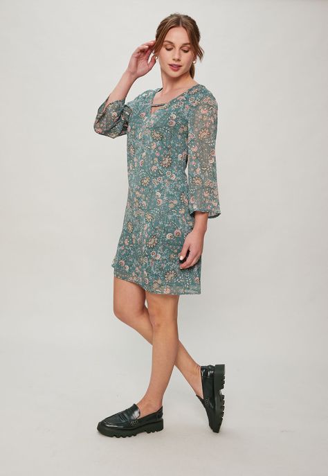 Vestido Tunica Con Brillo Verde Ash 13107124052107-3