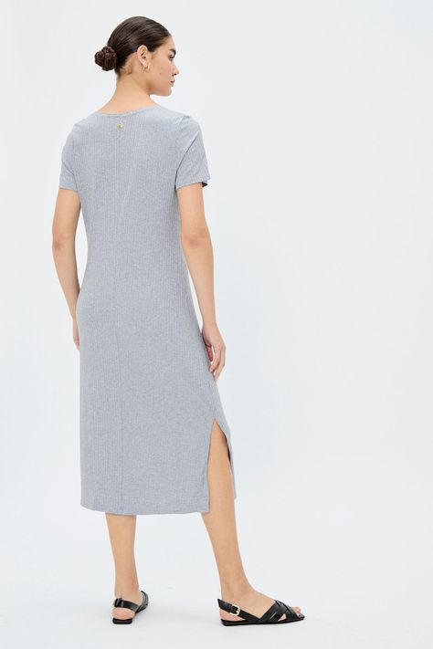 Vestido Largo Liso Gris iO 13404224007113-3