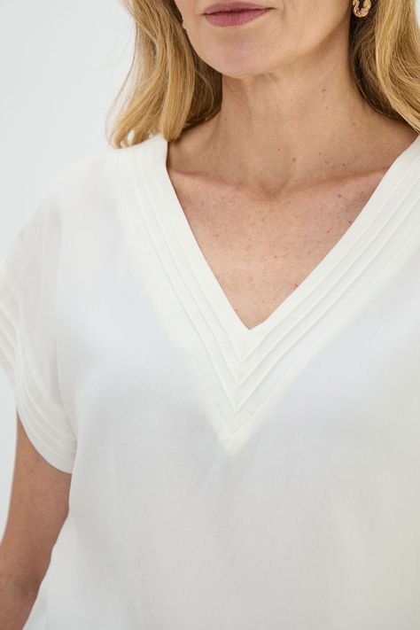 Blusa Lyocell Escote V Crudo Ma Griffe 14002224068105-1