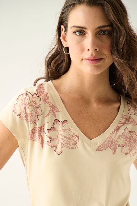 Polera Estampada Focalizada Beige Ash 14607125001106-1