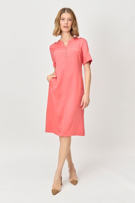 Vestido Tencel coral Ma Griffe 13002224055133-0
