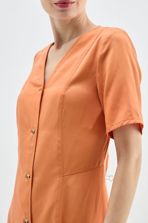 Vestido Lyocell Abotonado Naranjo Ma Griffe 13002224057114-1