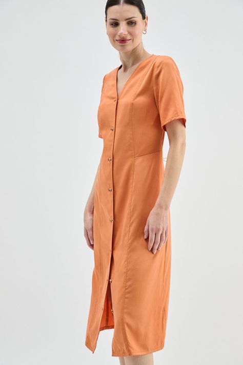 Vestido Lyocell Abotonado Naranjo Ma Griffe 13002224057114-2