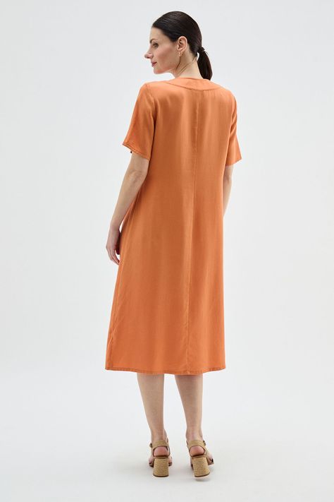 Vestido Lyocell Abotonado Naranjo Ma Griffe 13002224057114-4