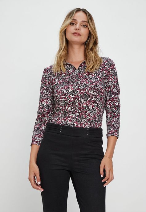 Polera Cuello Alto Estampada Negro Ash 14307124054102-0