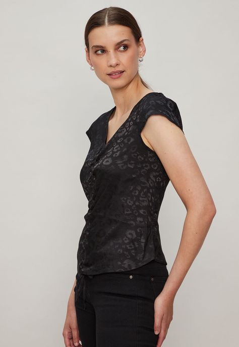 Top Satin Animal Print Negro Ash 14007124051102-1