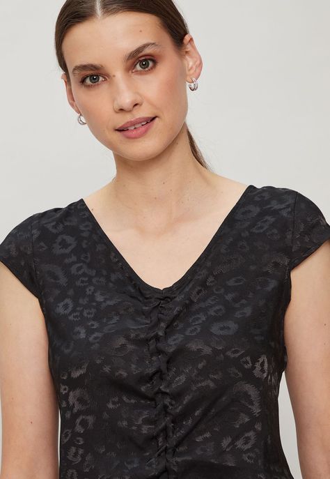 Top Satin Animal Print Negro Ash 14007124051102-4
