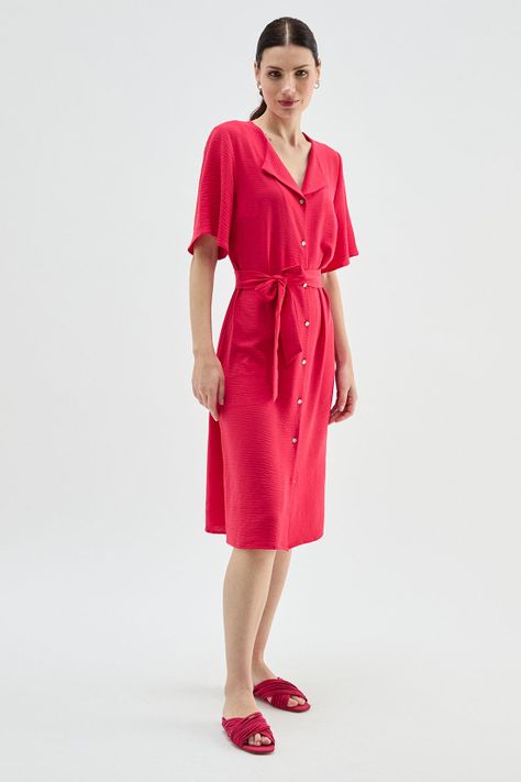 Vestido Abotonado fucsia Ma Griffe 13002224005116-0