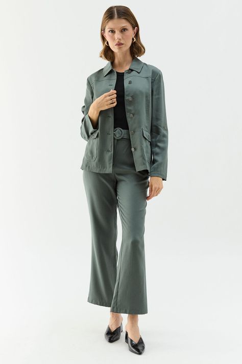 Chaqueta Tencel Verde Ma Griffe 17502224059107-0