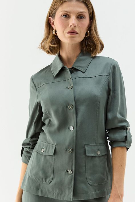 Chaqueta Tencel Verde Ma Griffe 17502224059107-1