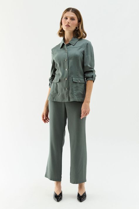 Chaqueta Tencel Verde Ma Griffe 17502224059107-2