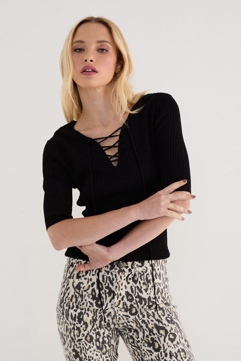 Polera Lisa Tejida Negro 18207125003102-0