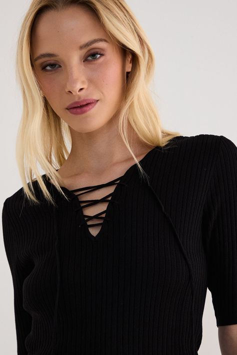 Polera Lisa Tejida Negro 18207125003102-1