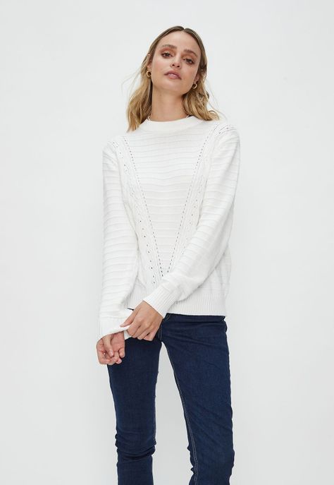 Sweater Con Diseño Trenzado Blanco Ash 18107124001105-0