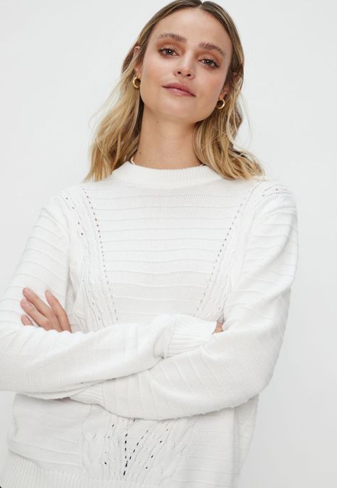 Sweater Con Diseño Trenzado Blanco Ash 18107124001105-1