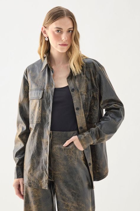 Chaqueta Camisera Lisa Cafe 14007125009129-0