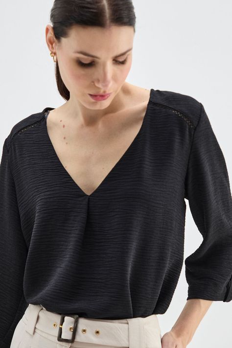 Blusa Escote En V Negro Ma Griffe 14002224007102-1