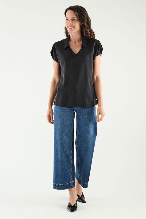 Blusa Escote En V Negro Ma Griffe 14002125002102-0