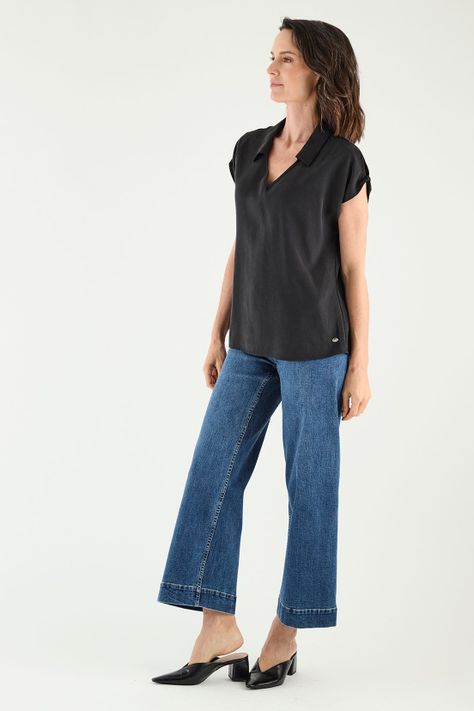 Blusa Escote En V Negro Ma Griffe 14002125002102-2