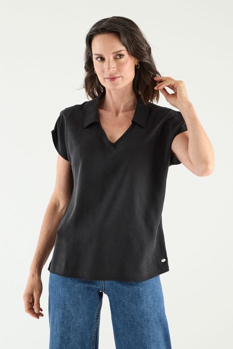 Blusa Escote En V Negro Ma Griffe 14002125002102-4