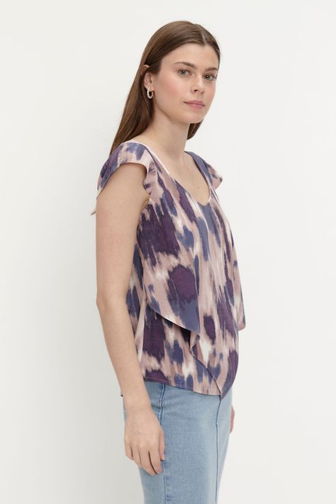 Blusa Vuelos Estampado Morado Ash 14107224005121-2