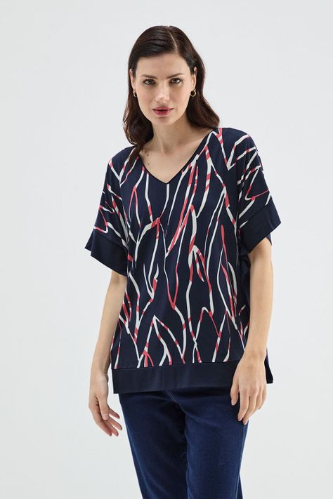 Polera Estampada Tipo Capa Azul Ma Griffe 14302224057104-0