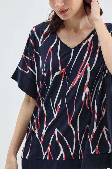Polera Estampada Tipo Capa Azul Ma Griffe 14302224057104-1