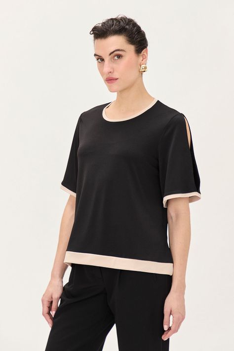 Polera Bicolor Negro Ma Griffe 14202224008102-3
