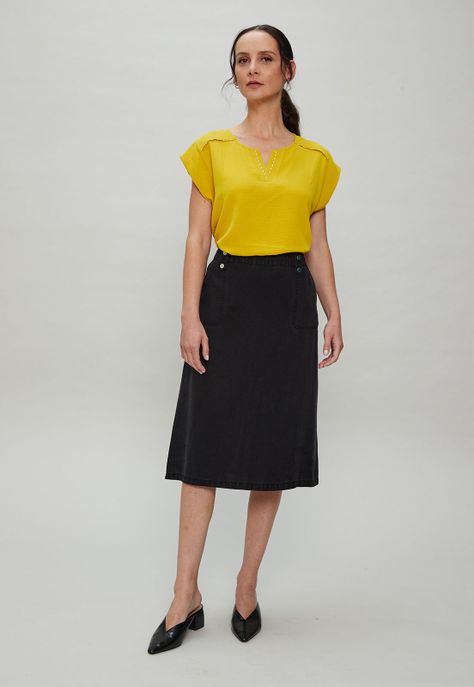 FALDA DE LYOCELL Negro Ma Griffe 12002124001102-0