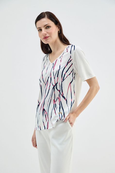 Polera Con Nudo Estampada Crudo Ma Griffe 14602224058105-1