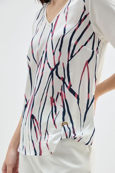 Polera Con Nudo Estampada Crudo Ma Griffe 14602224058105-2