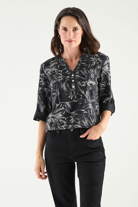 Blusa Lyocell Estampada Negro Ma Griffe 14102125051102-0