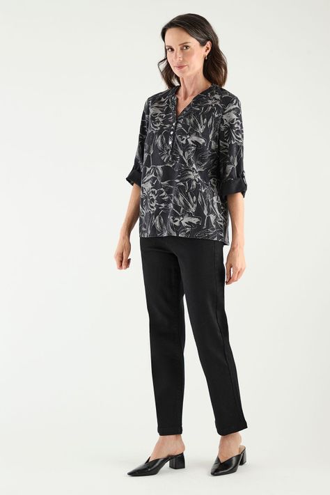 Blusa Lyocell Estampada Negro Ma Griffe 14102125051102-2