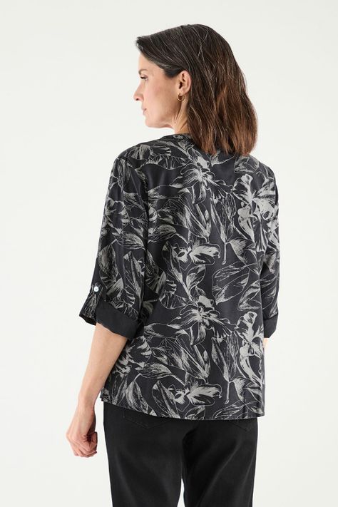 Blusa Lyocell Estampada Negro Ma Griffe 14102125051102-3