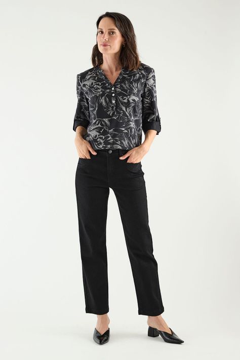 Blusa Lyocell Estampada Negro Ma Griffe 14102125051102-4