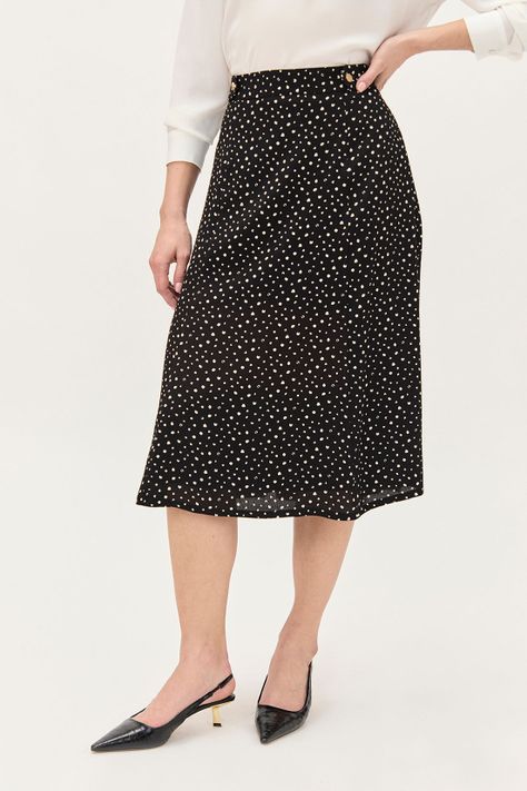 Falda Evase Estampada Negro Ma Griffe 12102224053102-1