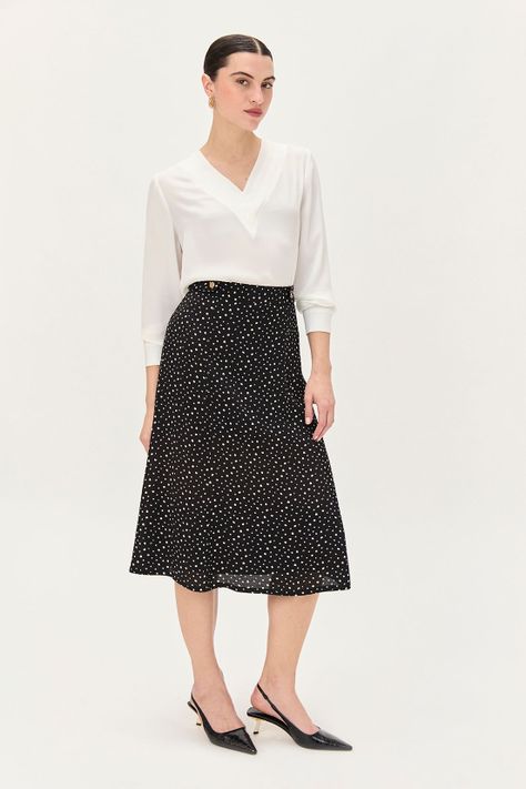 Falda Evase Estampada Negro Ma Griffe 12102224053102-2