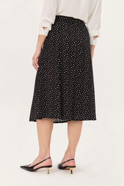 Falda Evase Estampada Negro Ma Griffe 12102224053102-3
