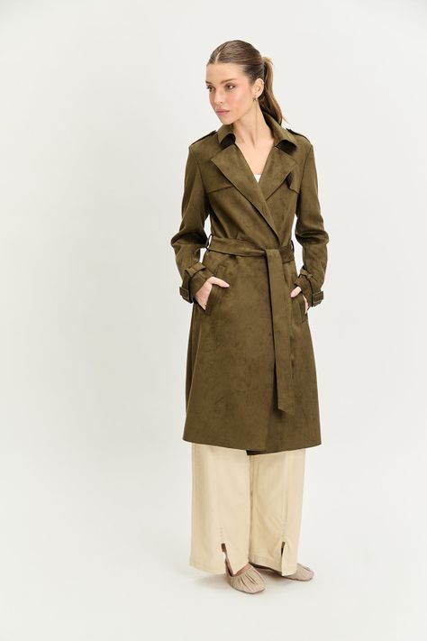Trench Liso verde musgo iO 17404224002107-0