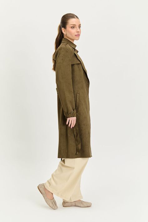 Trench Liso verde musgo iO 17404224002107-3