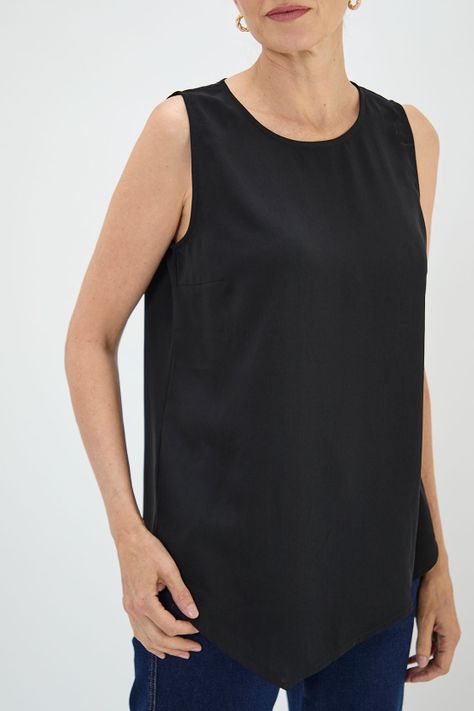 Blusa Sin Mangas Asimetrica Negro Ma Griffe 14002125050102-1