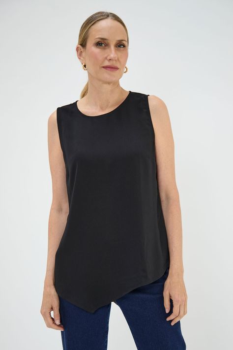 Blusa Sin Mangas Asimetrica Negro Ma Griffe 14002125050102-2