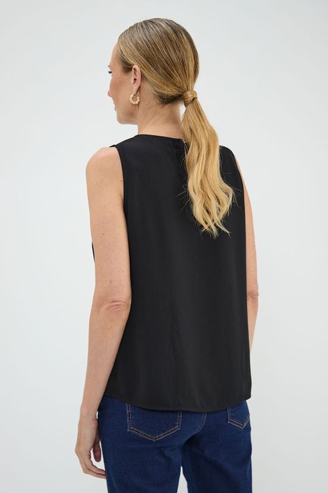 Blusa Sin Mangas Asimetrica Negro Ma Griffe 14002125050102-4