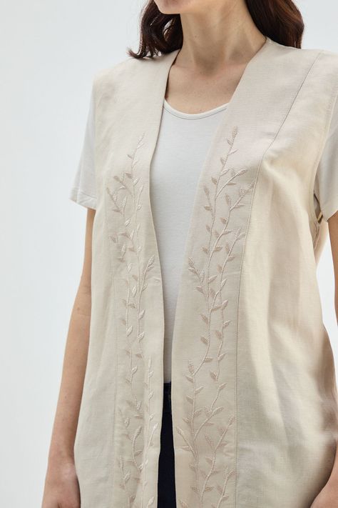 Tapado Sin Mangas Linon Beige Ma Griffe 15402224056106-1