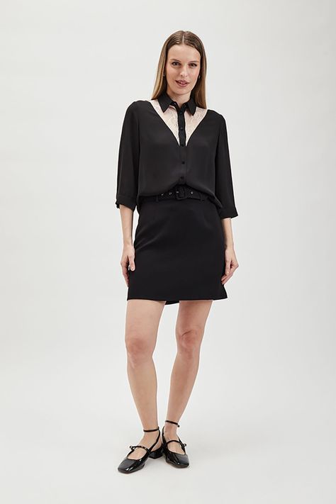 Blusa Camisera Encaje Negro Ash 14007224054102-0
