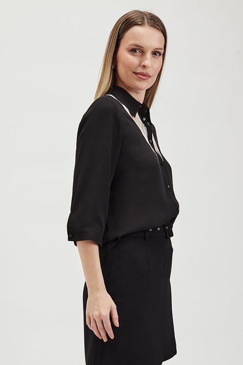Blusa Camisera Encaje Negro Ash 14007224054102-3