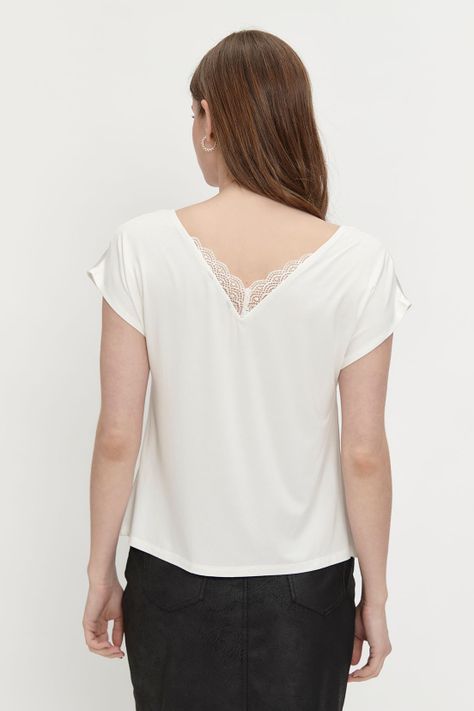 Polera Doble Tela Encaje Blanco Ash 14207224006105-3