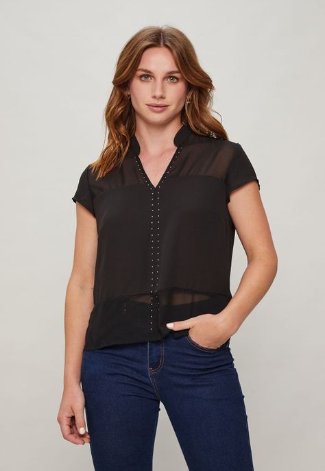 Blusa Con Transparencia Negro Ash 14007124005102-0