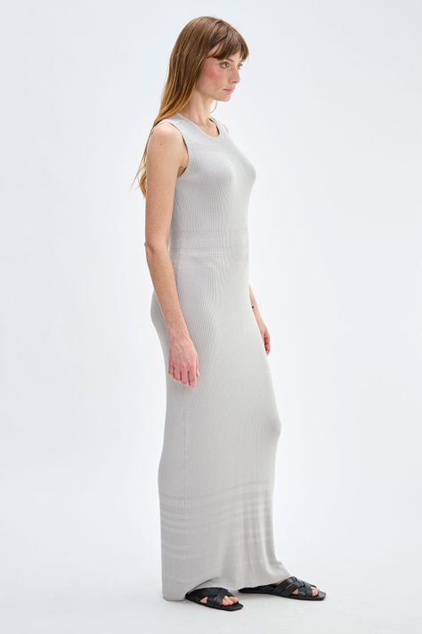 Vestido Liso Largo Tejido Gris Ash 13407224001113-3