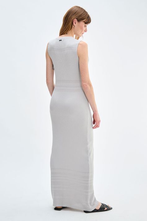 Vestido Liso Largo Tejido Gris Ash 13407224001113-4